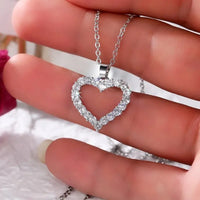 925 Silver Plated Birthstone Heart-Shaped Zircon Pendant Necklace 18