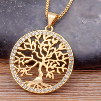 Unified Jewellery Gold Tone Tree of Life Necklace Crystal Pendant Women B64