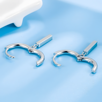 925 Silver-Plated Bar Drop Hoop Earring for Women Minimalist Dangle Earrings 917