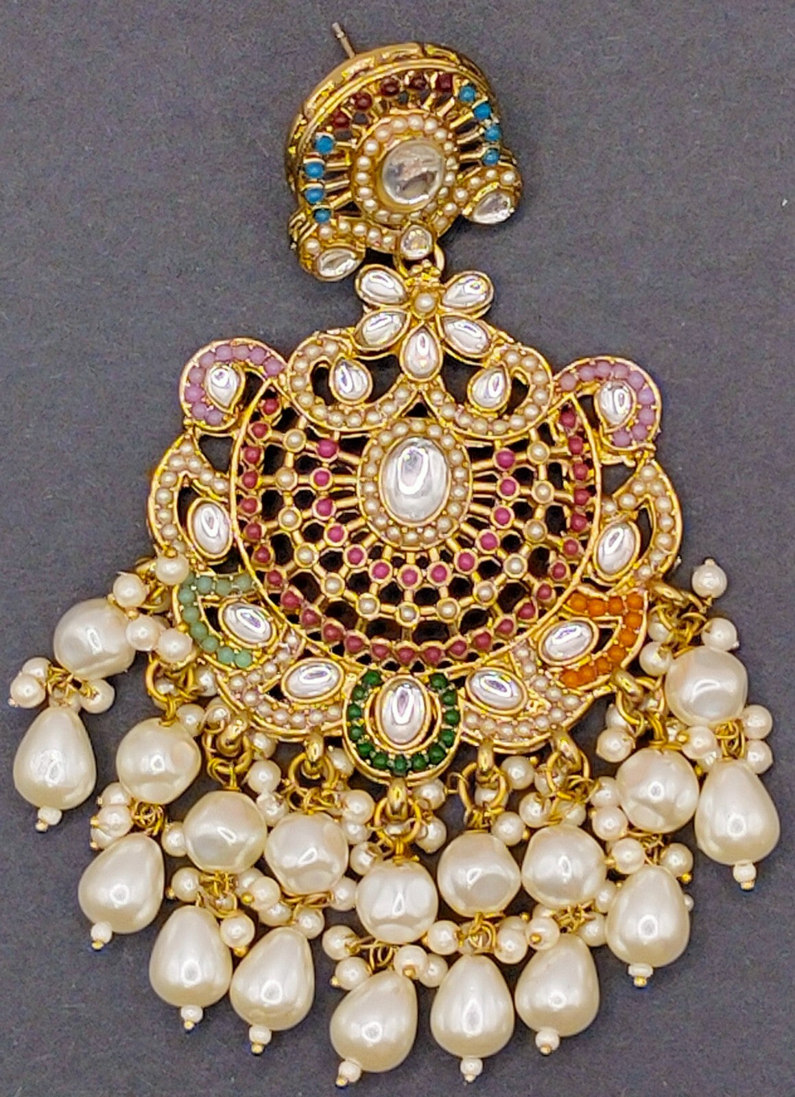Elegant Bollywood Inspired Gold Kundan Earrings - Traditional Indian Jewelry 216