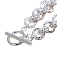 Silver Rolo Chain Bracelet for Women – Fashion Chunky Textured Circle Link 667