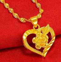Unified Jewellery 24K Gold Plated Copper Flower HeartShaped Pendant Necklace 129