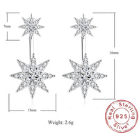 Sparkling Star Drop Earrings for Women - 925 Sterling Silver Elegant Dangle 332
