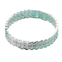 Wide Watch Strap Style Bracelet With Geometric Engraved Panels, Polished 1783