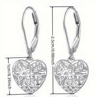 Celtic Knot Heart Drop Earrings Women – Elegant Lever Back Dangle Jewellery 157