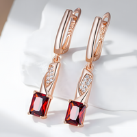 Rose Gold Colour Long Drop Earrings for Women, Copper Alloy Dangle Earrings 1291