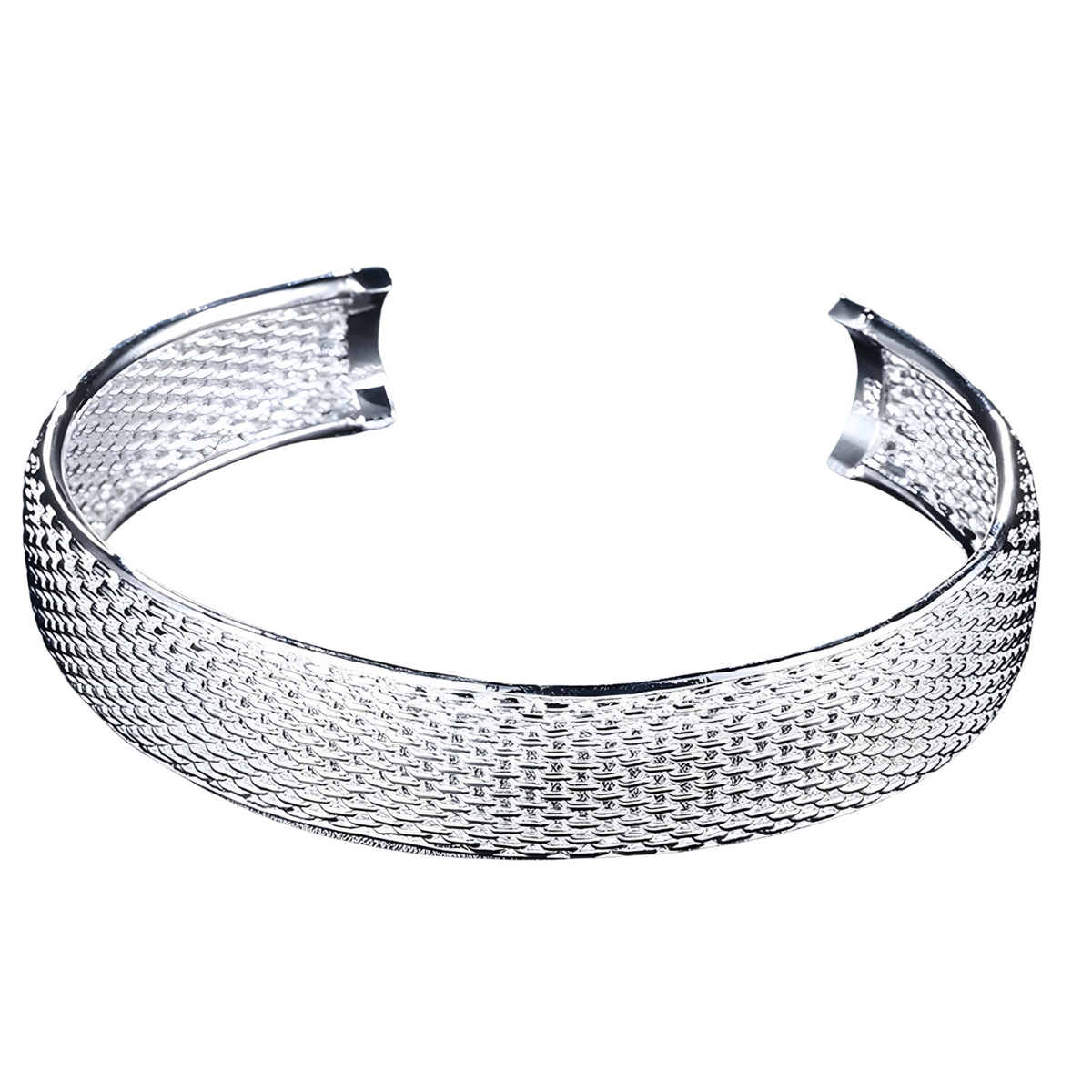 Wide Net Mesh Cuff Bracelet, Adjustable Open Bangle, Vintage Style Round 1793