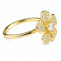 Rotatable Flower Spinner Ring Adjustable Open Band Floral Fidget Ring Gold 1587