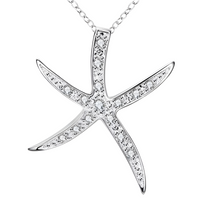 Starfish Pendant Necklace For Women - Sparkle Sea Star Charm, Crystal Look  1791