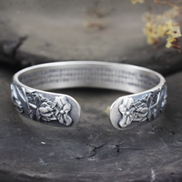 Vintage Lotus & Koi Fish Bracelet – Silver-Plated Zinc Alloy Cuff Bangle 1226