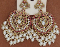Elegant Bollywood Inspired Gold Kundan Earrings - Traditional Indian Jewelry 220