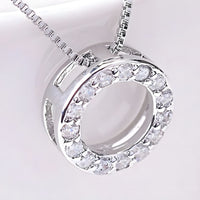 925 Sterling Silver Jewelry Round Zircon Pendants Necklaces Women Fine Semi 266