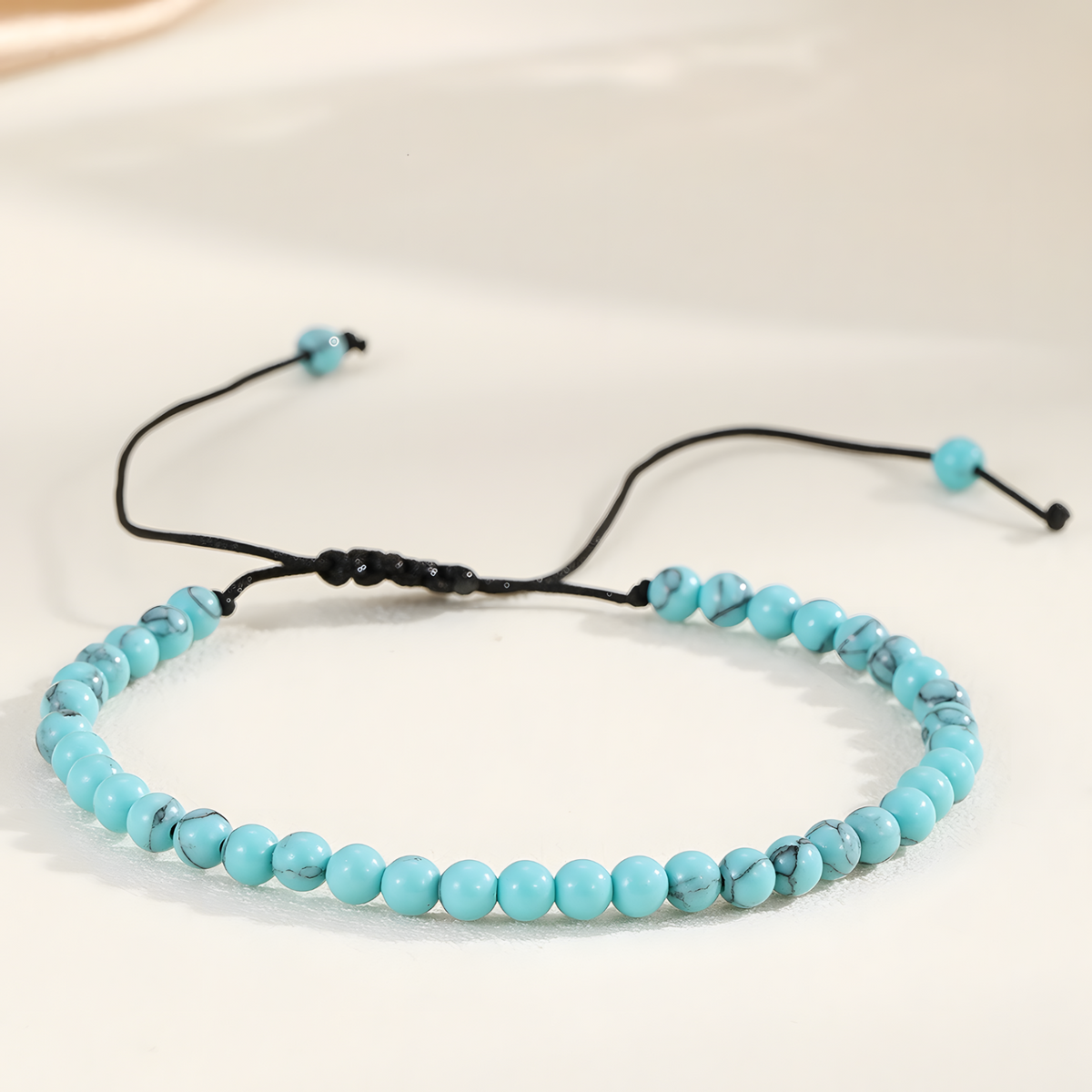 4mm Mini Energy Gemstone Bracelets, Natural Stone Beaded Strand Om Symbol B114