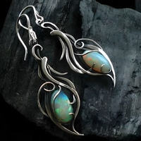 Bohemian Leaf Drop Earrings for Women – Elegant Zinc Alloy + Cubic Zirconia 1163