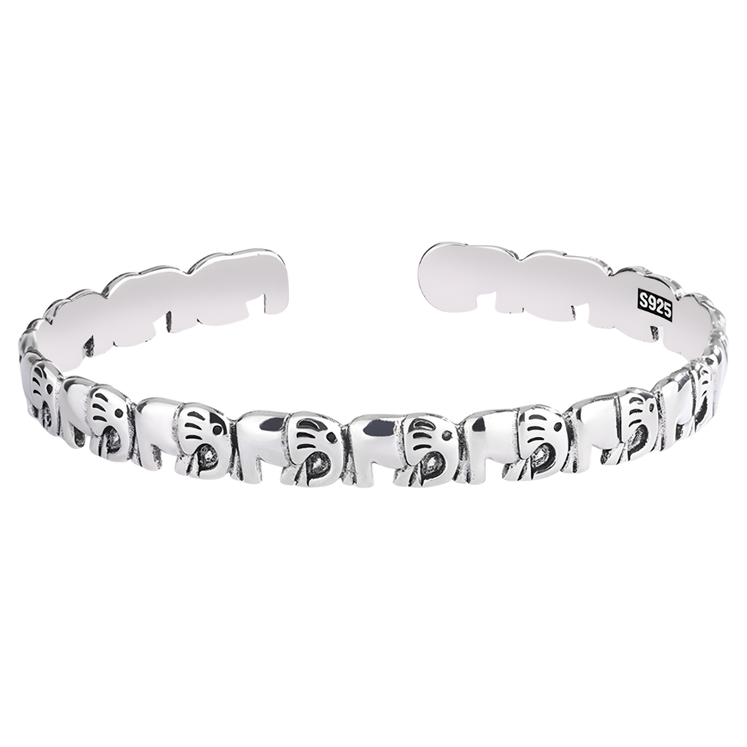 Silver Elephant Cuff Bangle Bracelet For Women Adjustable Open Bangle Anima 1747