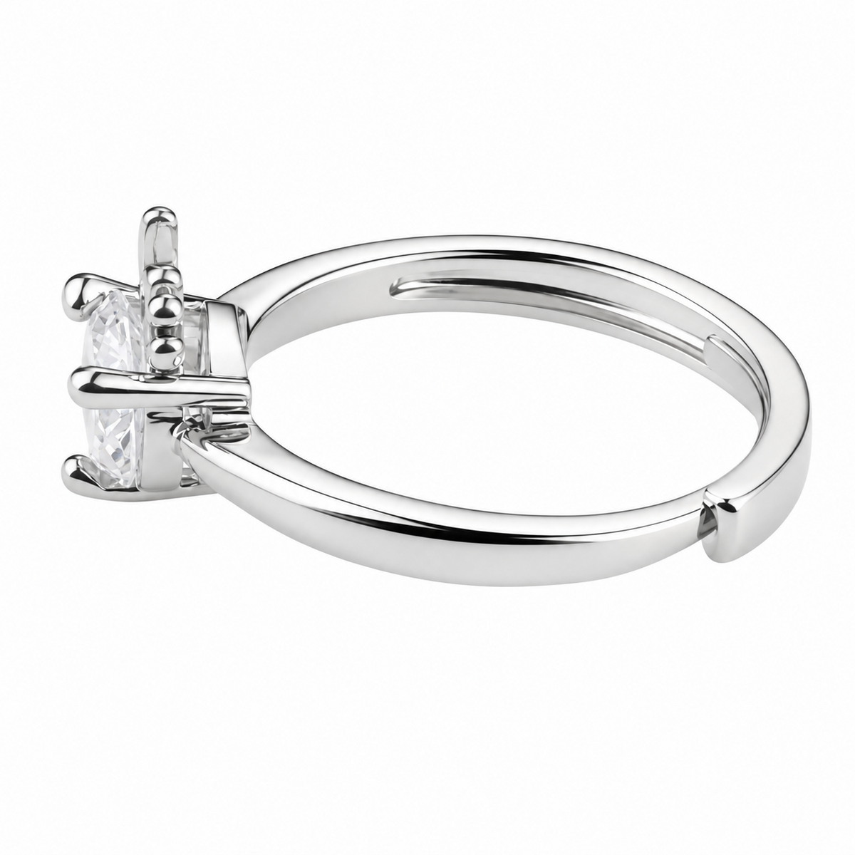 Women's Adjustable Deer Antler Zircon Ring, Round Brilliant Promise Ring 1642