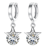 Unified Jewellery 925 Sterling Silver Star Earing Dangle Hoop Cubic Zirconia 478