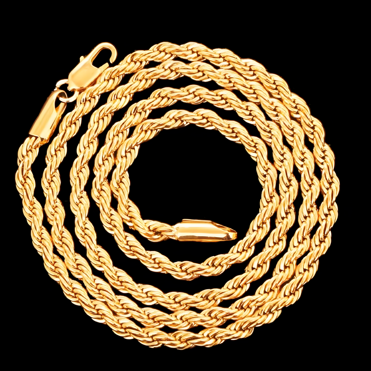 Rope Chain Necklace – Copper Base, Gold-Tone Plating, Twisted Rope Link 869