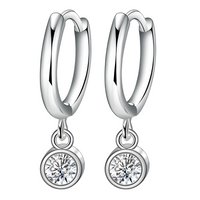 Solid 925 Sterling Silver Zircon Drop Earrings Women, Trendy Hypoallergenic 469