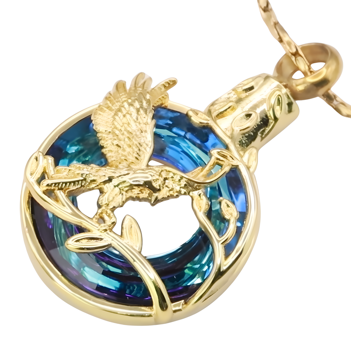 Eagle Pendant Necklace, Silver Plated Alloy Stainless Steel Base Blue B206