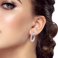 Wide Liquefied Metal Look U-Shaped Pave Huggie Hoop Earring Dazzling Diamond 621