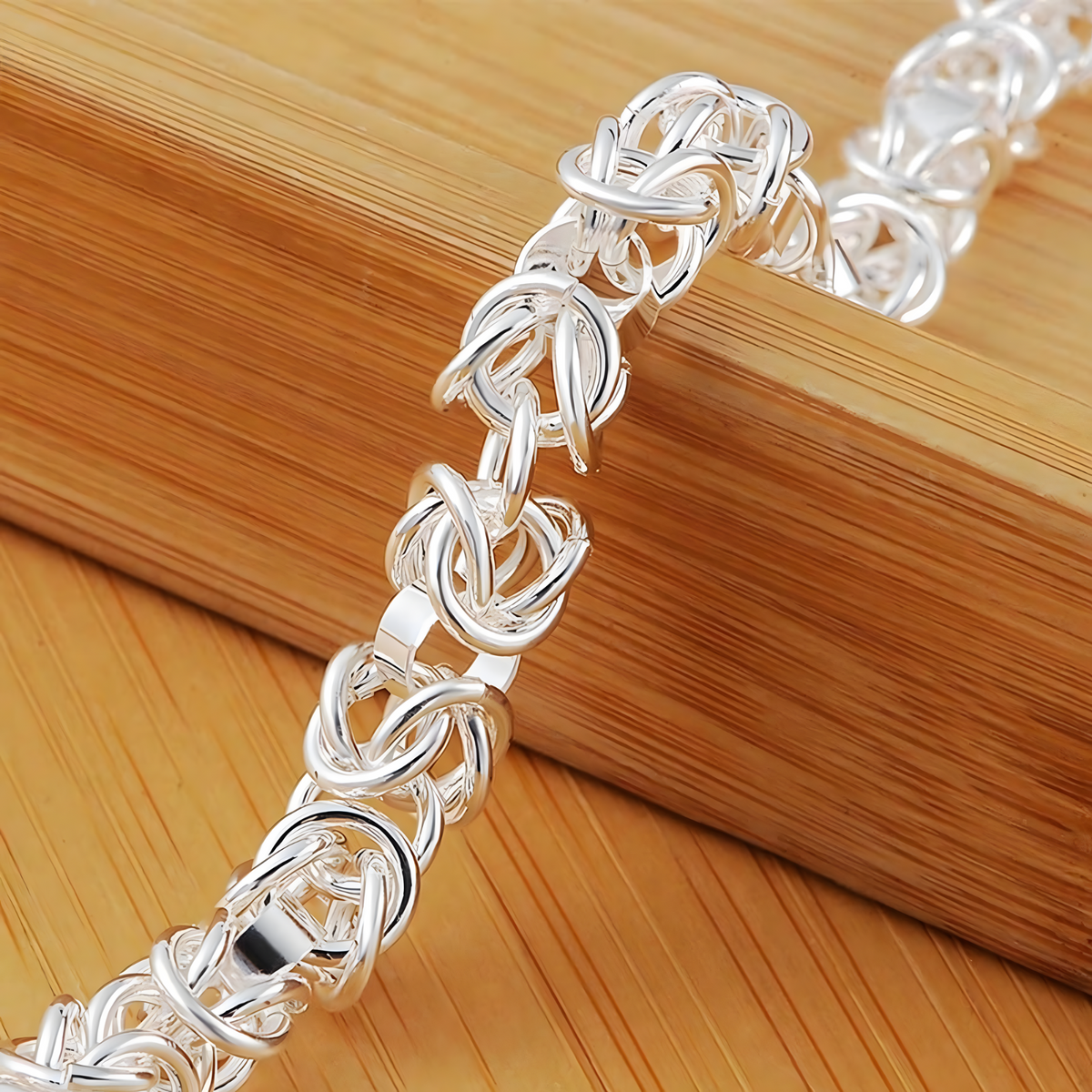 Fancy Link Bracelet For Women - Polished Woven Chain Bracelet With Lobster 1740