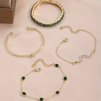 4pcs Shiny Iced Out Rhinestone Bangle Bracelet Set Stackable Hand Jewelry 77 UK