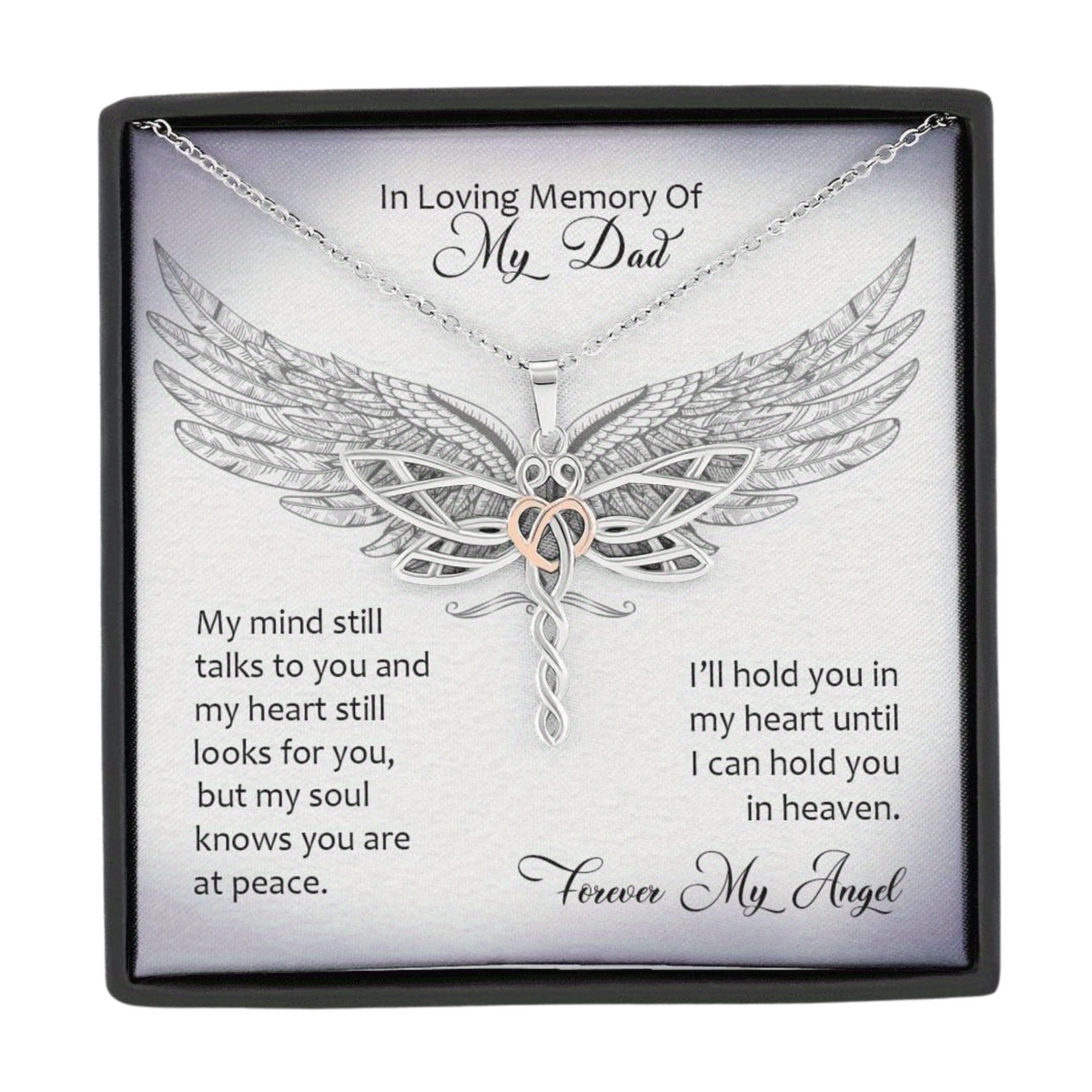Loving Memory Of My Dad Dragonfly Pendant Necklace Forever B193 With Card NO BOX