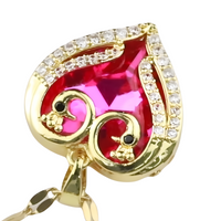 Womens Multi Color Crystal Heart Pendant Necklace 18K Gold Inlaid Zircon 1311