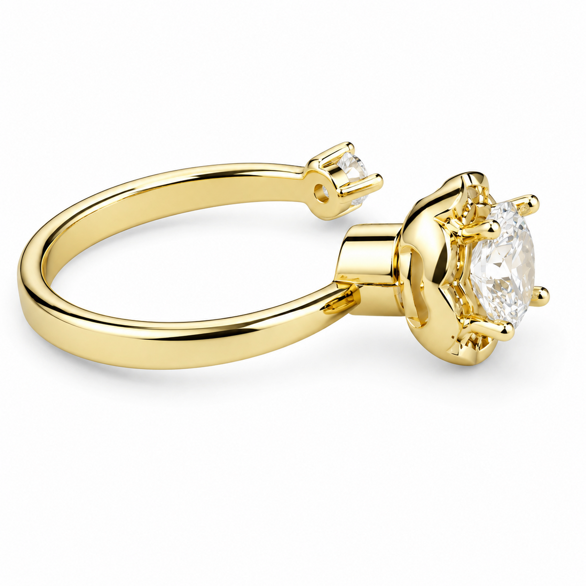 Rotatable Halo Flower Spinner Ring For Women, Adjustable Open Band Fidget 1519