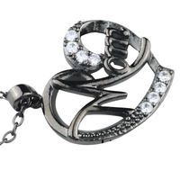 Black Mom Heart Necklace Cubic Zirconia Pendant Link Chain Womens Jewellery 1361