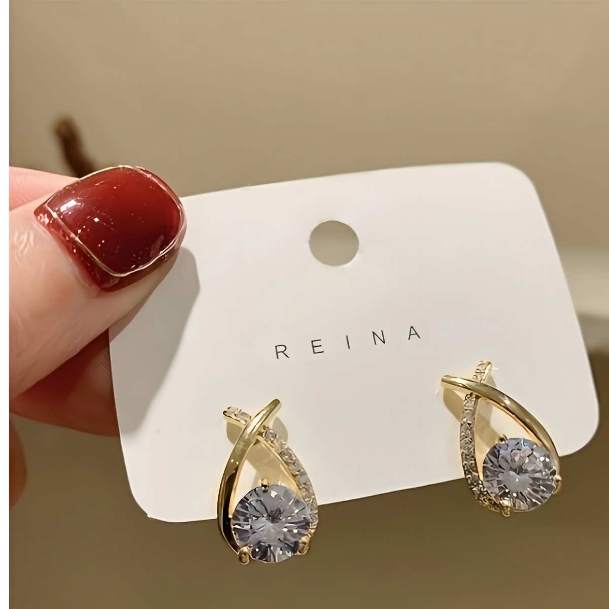 Gold Color Necklace and Earrings Set Women – Elegant Teardrop Zircon Pendant 698
