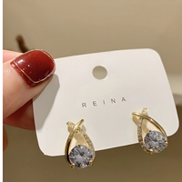 Gold Color Necklace and Earrings Set Women – Elegant Teardrop Zircon Pendant 698
