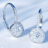 925 Silver-Plated Round Halo Drop Earrings Women – Sparkling Cubic Zirconia 891