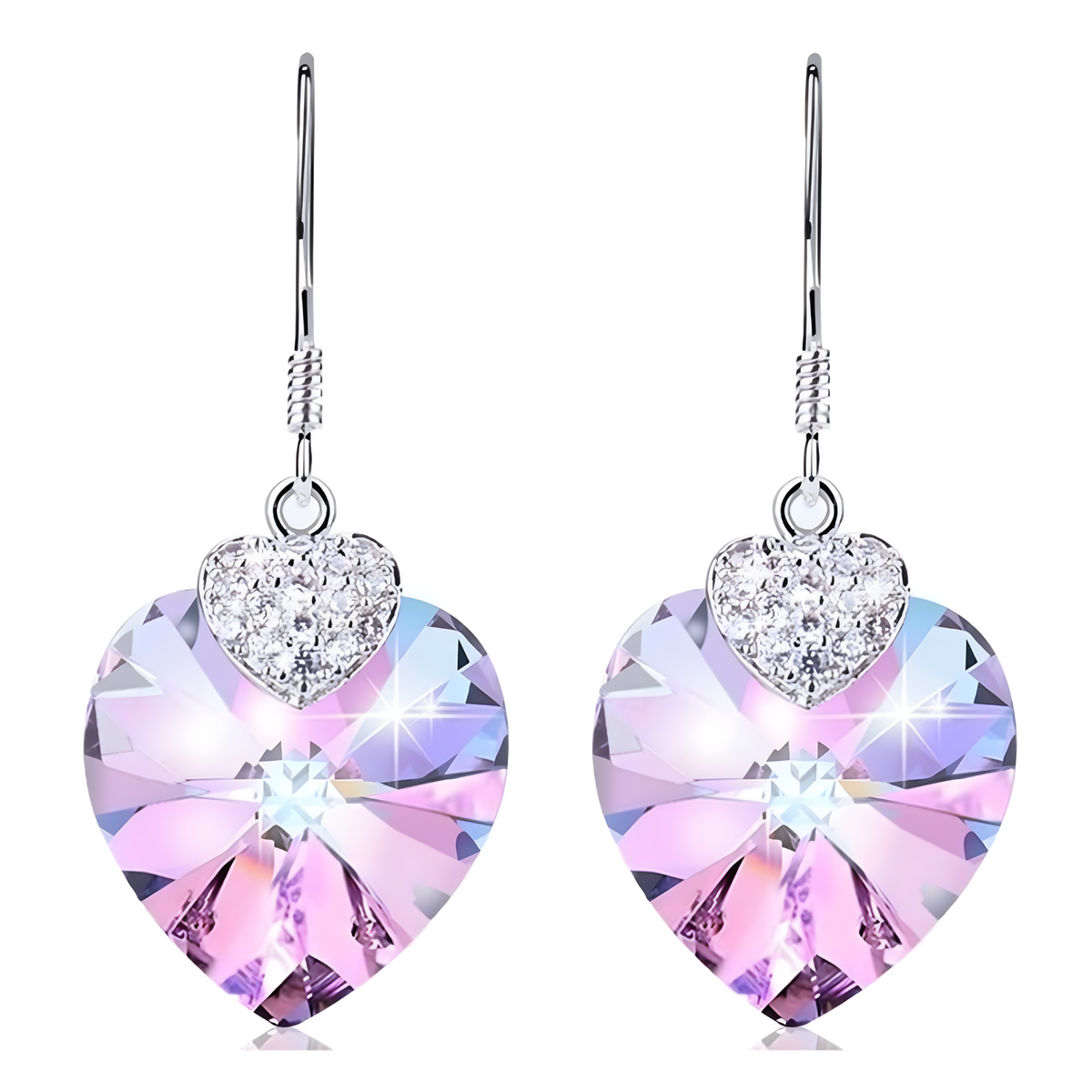 Heart Shape Crystal Necklace & Earrings Set for Women – Silver-Plated Copper 684