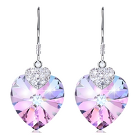 Heart Shape Crystal Necklace & Earrings Set for Women – Silver-Plated Copper 684