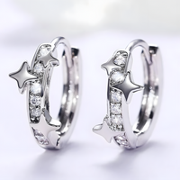 Crystal Star Huggie Hoop Earrings, Sparkling CZ Star, Small Silver Hoop 328