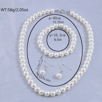 3 Piece Pearl Bead Jewelry Set - White Pearl Necklace, Bracelet & Earrings 714