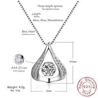 925 Sterling Silver Beating Heart Necklace for Women -Water Drop Crystal AAA 404