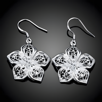 Silver Plated Flower Earrings for Women–Copper Alloy 925 Silver Plating 1219