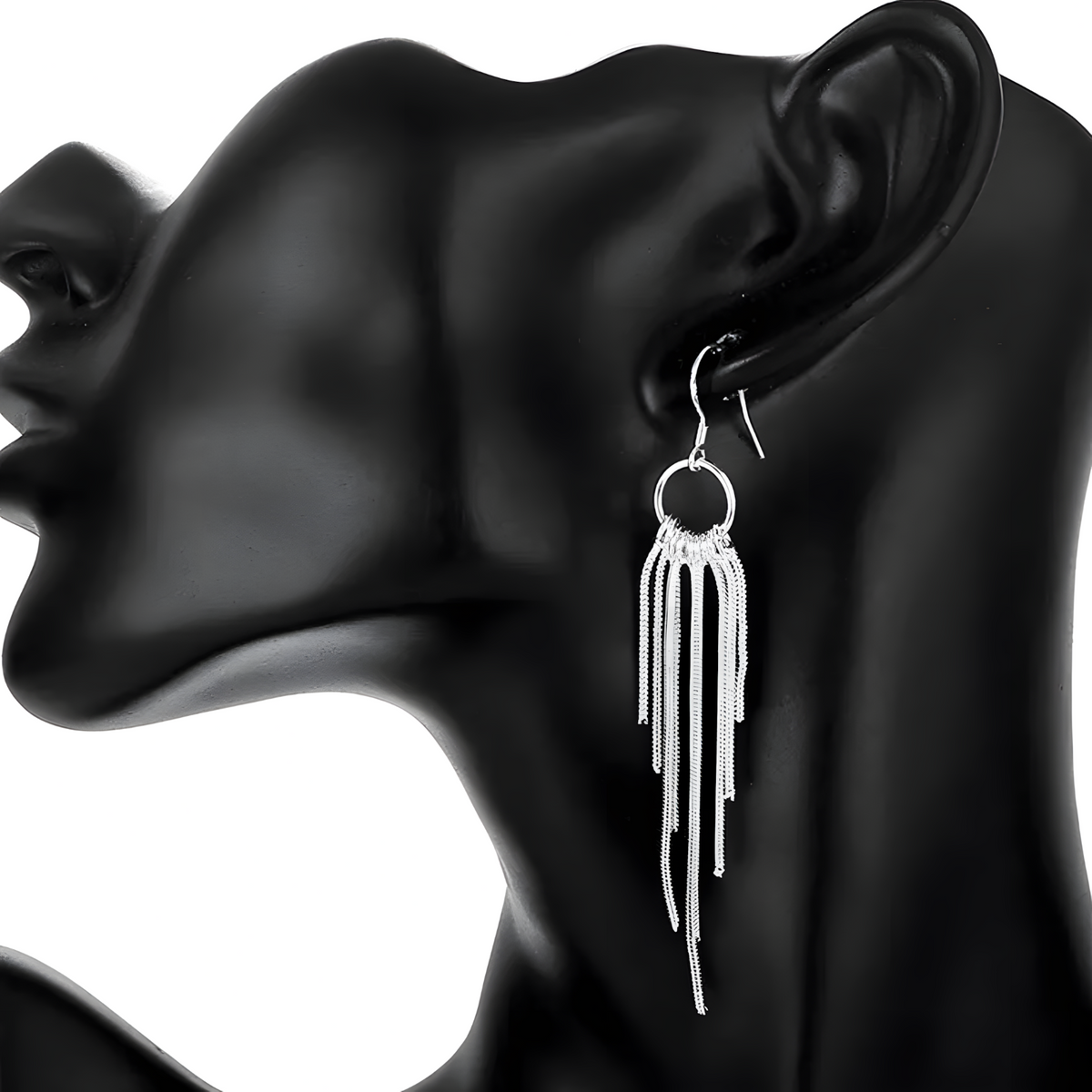 Retro Tassel Earrings, Long Fringe Drop Earrings with Fish Hook Closure 1420