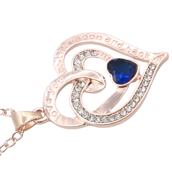 18K Gold Plated Zinc Alloy Blue Heart Stone and Princess Cut Rhinestones B310