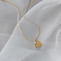 Stainless Steel Love Heart Necklace – Elegant Gold Snake Chain Pendant Women 747