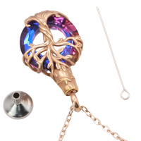 Tree of Life  Necklace with Multicolor Circle Crystal 316L Stainless Steel B218