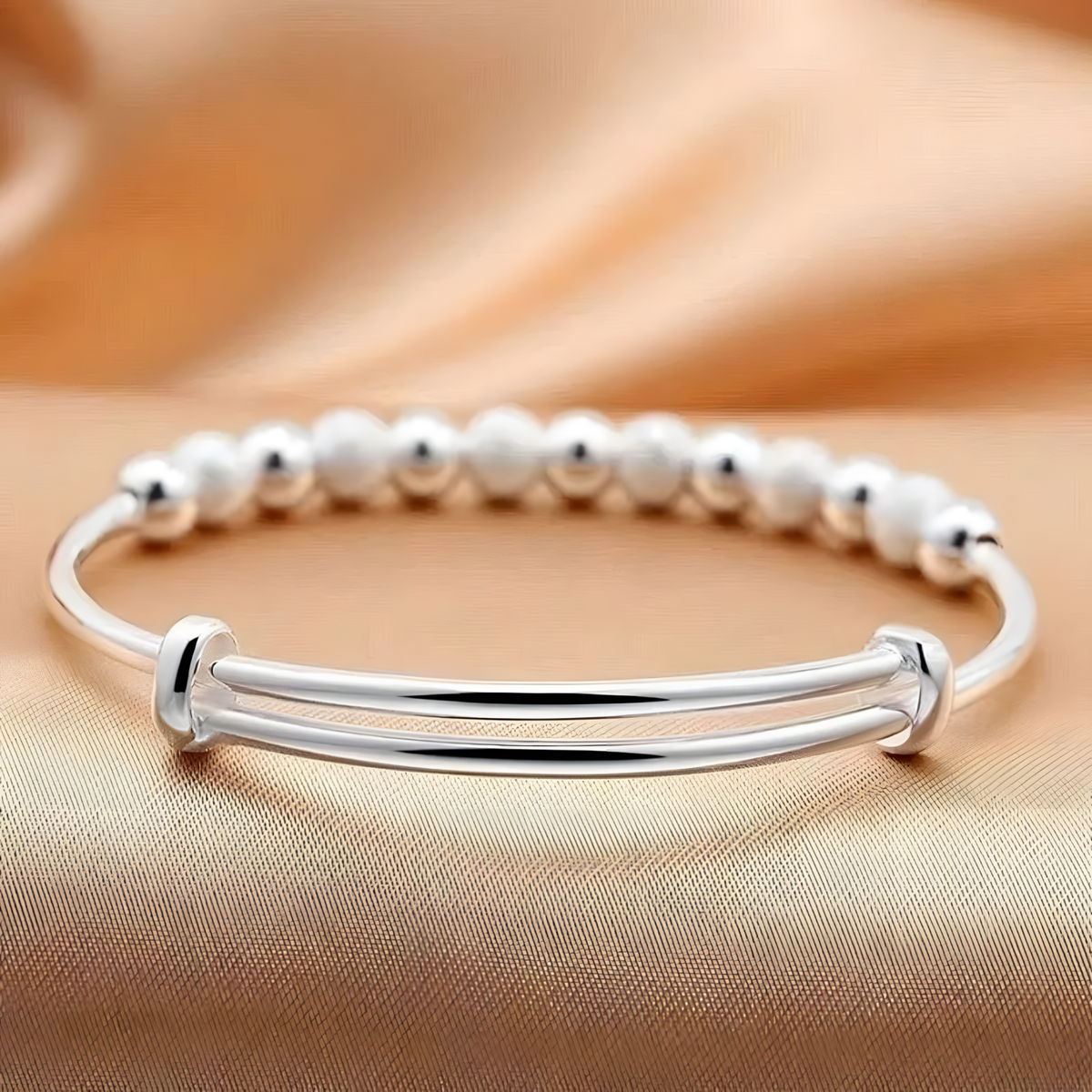 925 Silver-Color Luxury Beads Bracelets Bangles Cute For Women Fashion Party 456