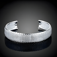 Wide Net Mesh Cuff Bracelet, Adjustable Open Bangle, Vintage Style Round 1793
