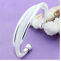 925 Sterling Silver Multi-Strand Mesh Open Cuff Bangle Bracelet for Women - 407
