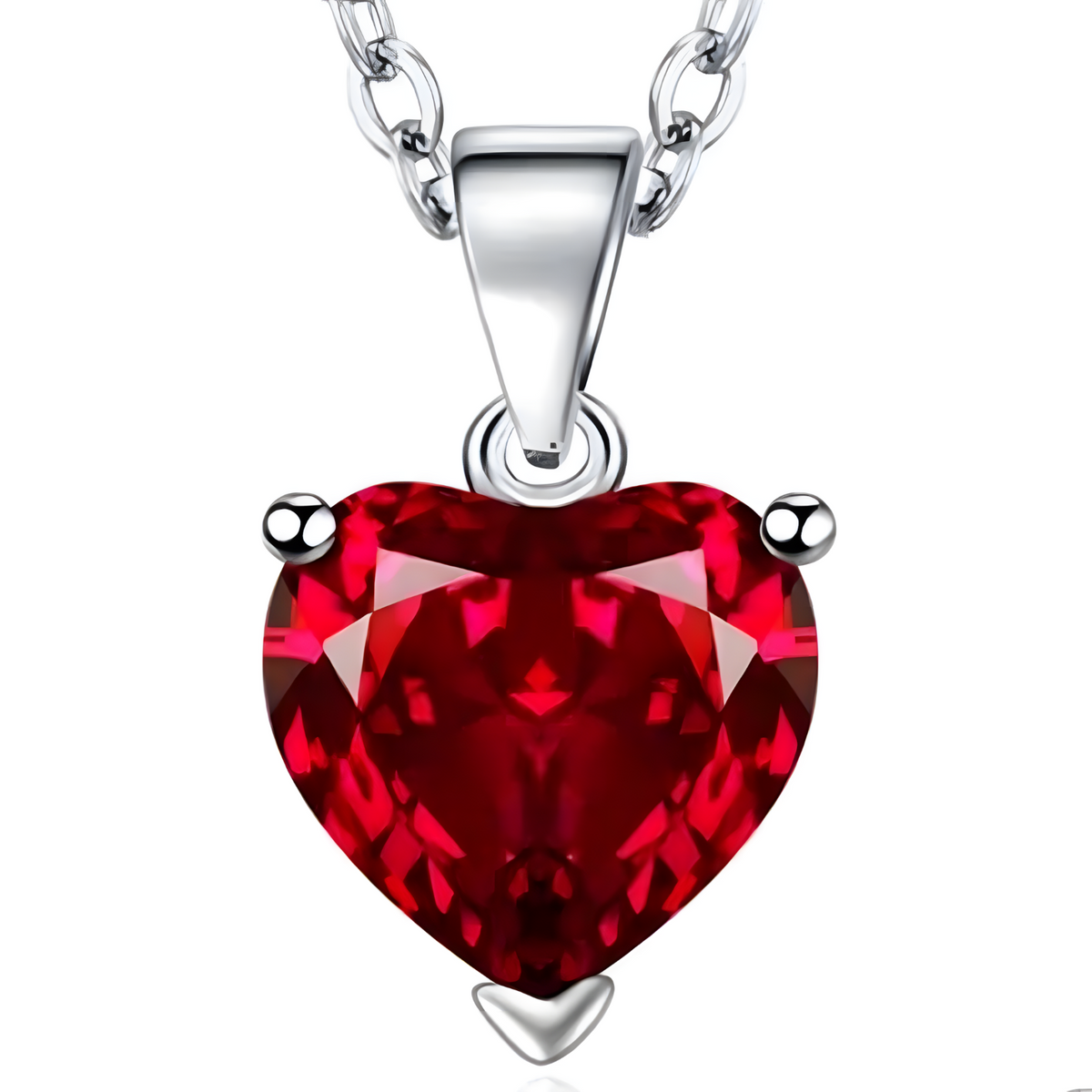Sterling 925 Silver Heart Crystal Necklace Earrings Ring Set Her Gift Red B33