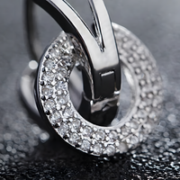 925 Sterling Silver Dangle Hoop Earrings – Unique Interlocking Circles Stone 315