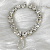 Vintage Large Teardrop Crystal Choker Necklace for Women Wedding Jewelry 439